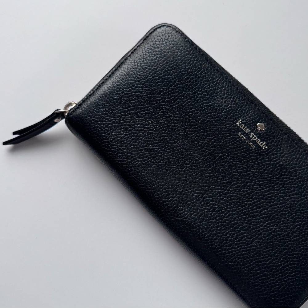 Kate Spade ‘Continental’ Black Pebbled Leather Wallet